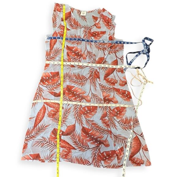 CABI Women’s Sky Blue Orange Palm Leaf Sleeveless Isabel Dress Size Medium Style - Picture 7 of 7